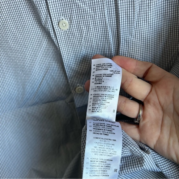 🌟2xHP Sandro Paris Classic Fit Dress Shirt | Navy Blue White Checkered |Size XL - Picture 7 of 9